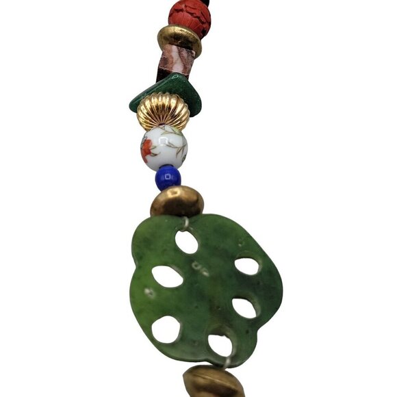 Art Statement Necklace Retro Beaded Multi Media Beads & Shaped Gemstone 25" - Picture 5 of 14